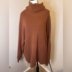 Free People Copper Brown Oversized Cowl Neck Sweater size M